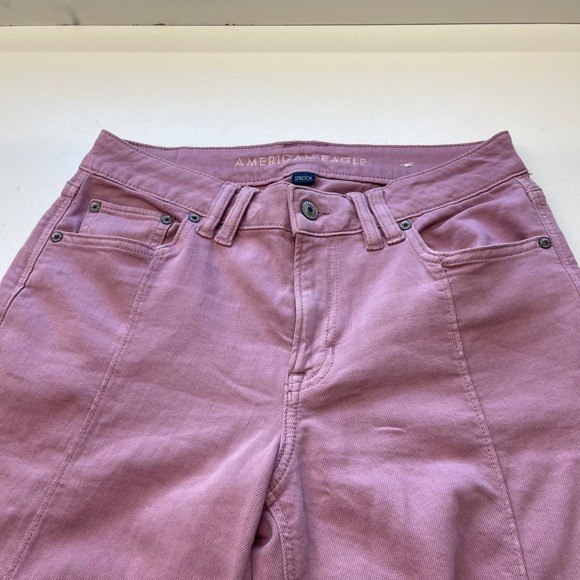 American Eagle Outfitters Low Rise Baggy Wide Leg Jeans Size 2 Short Pink - Picture 5 of 9